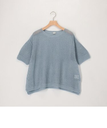 ホールガーメントラメ入りメッシュプルオーバーニット