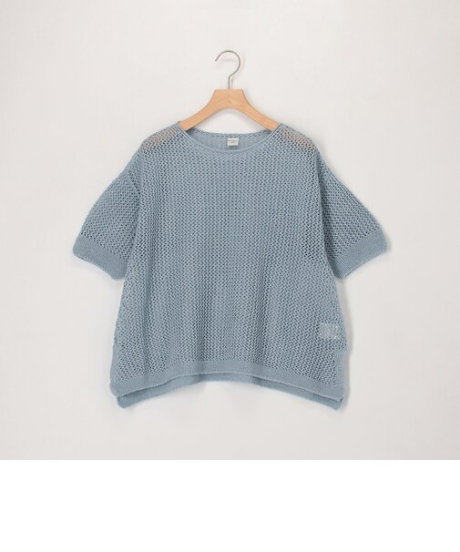 ホールガーメントラメ入りメッシュプルオーバーニット