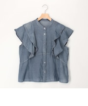シアーデニムウエスト切替ブラウス