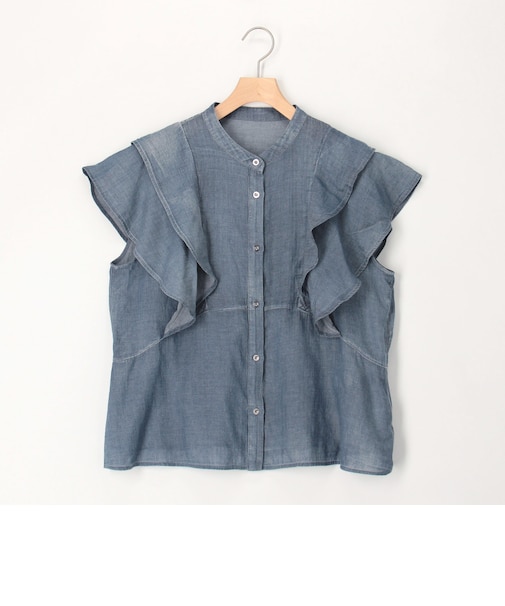 シアーデニムウエスト切替ブラウス