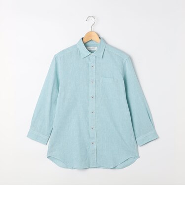 オリジナルリネンコットン　パラシュート釦　七分袖シャツ