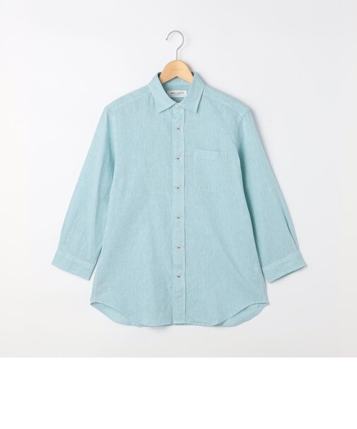 オリジナルリネンコットン　パラシュート釦　七分袖シャツ