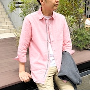 オリジナルリネンコットン　パラシュート釦　七分袖シャツ