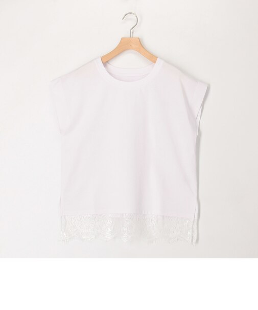 《接触冷感》《吸水速乾》DRY COTTON裾レースTシャツ
