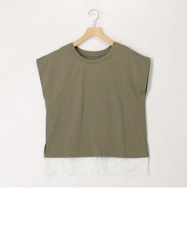 《接触冷感》《吸水速乾》DRY COTTON裾レースTシャツ