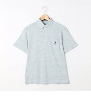 リネン混メランジカノコ　クマ刺繍BDポロ