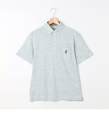 リネン混メランジカノコ　クマ刺繍BDポロ