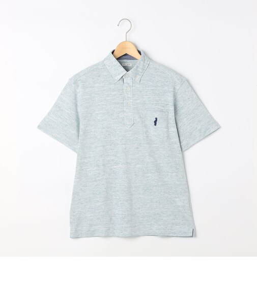 リネン混メランジカノコ　クマ刺繍BDポロ