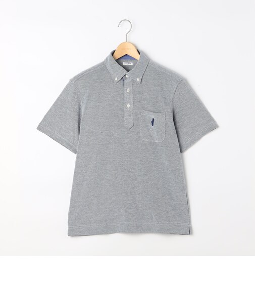 リネン混メランジカノコ　クマ刺繍BDポロ