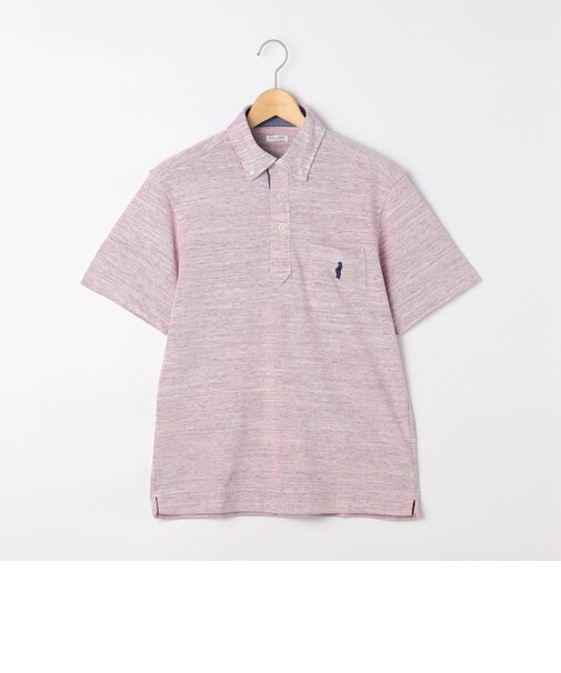 リネン混メランジカノコ　クマ刺繍BDポロ