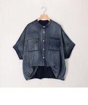 シアーデニムハーフスリーブシャツ