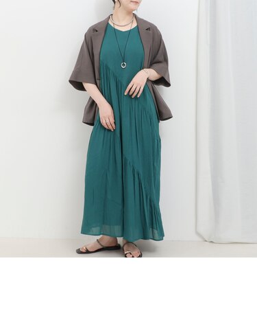 麻調シアーバイヤスワンピース