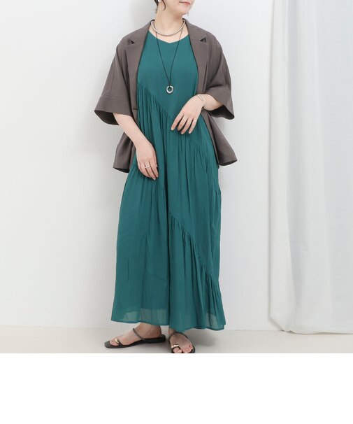 麻調シアーバイヤスワンピース