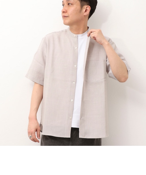 TECHキャンバスバンドカラー半袖シャツ
