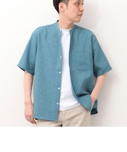 TECHキャンバスバンドカラー半袖シャツ