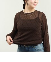 ラメフロッキードットプルオーバーカットソー