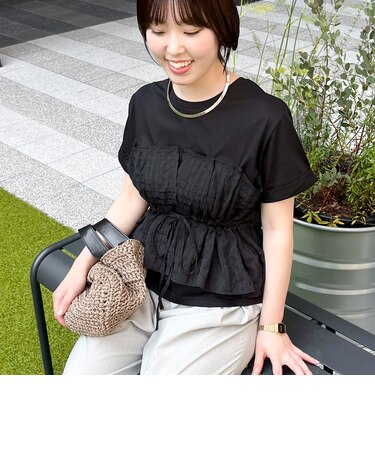 シアーチェックビスチェ付きTシャツ
