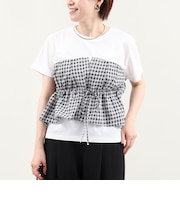 シアーチェックビスチェ付きTシャツ