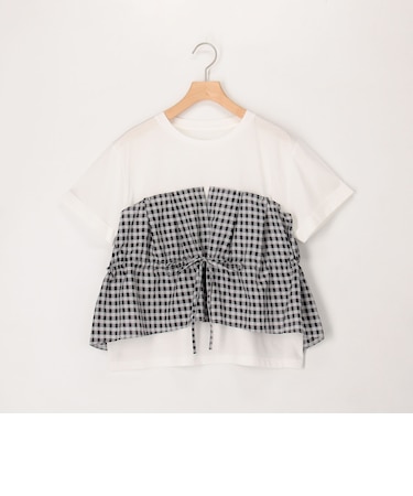 シアーチェックビスチェ付きTシャツ