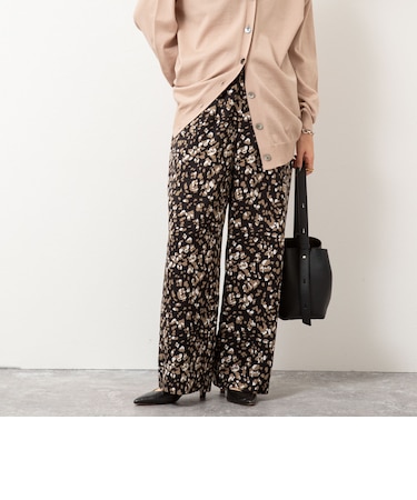 ウォッシャブルレオパードプリントパンツ