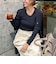 《アンサンブル対応》《手洗い可能》カシミヤ混リブUネックプルオーバー