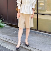 《セットアップ対応》ウォッシャブルウール調ストレッチハーフパンツ