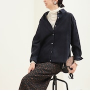 《セットアップ対応》グロッシーデニムライクシャツジャケット