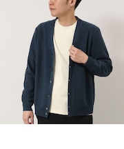 脇切替柄Vネックカーディガン