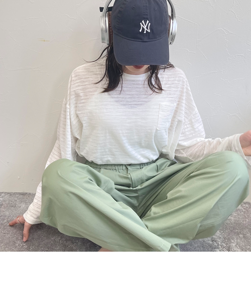 【 naptime. 】 2024FW ボーダーロンT グリーン naptime. 】 2024FW ボーダーロンT グリーン naptime. 】 2024FW