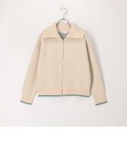 配色バックロゴZIPカーディガン