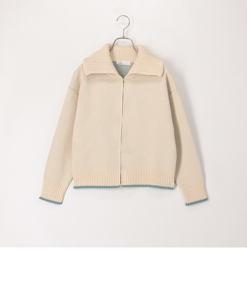 配色バックロゴZIPカーディガン