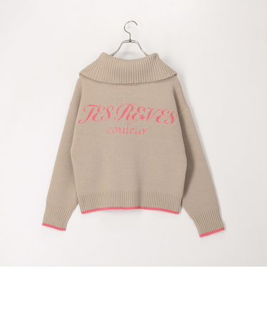 配色バックロゴZIPカーディガン