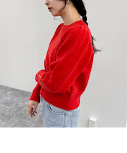 袖ボリュームパール付きニットプルオーバー