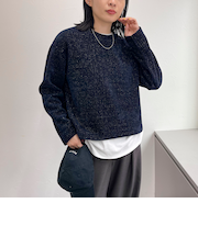 ラメモールクルーネックプルオーバーカットソー