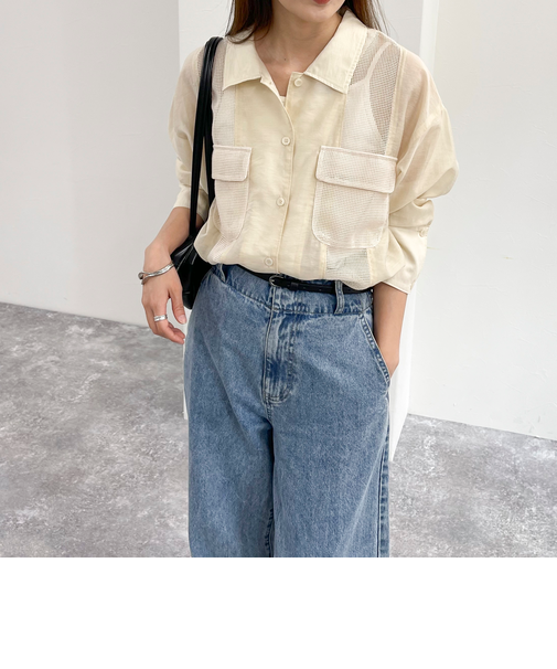 メッシュ切替シャツ