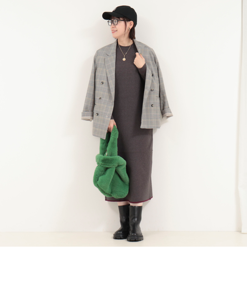 プラスオトハ 【防静電気】前後2WAY配色ラインやわもちニット