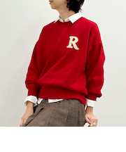 スウェットライクロゴプルオーバーニット