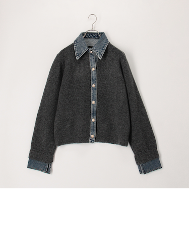 デニムレイヤード風カーディガン
