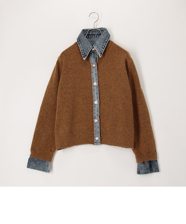 デニムレイヤード風カーディガン