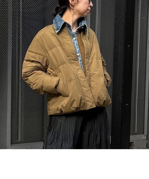 エアリーノーカラーピュアダウンジャケット