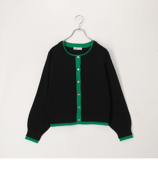 配色レイヤード風カーディガン