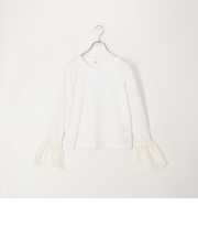 異素材フリル袖リブカットソー