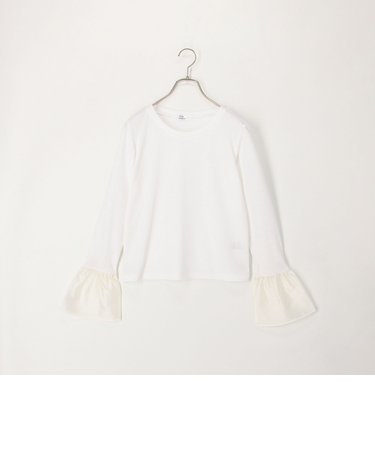 異素材フリル袖リブカットソー