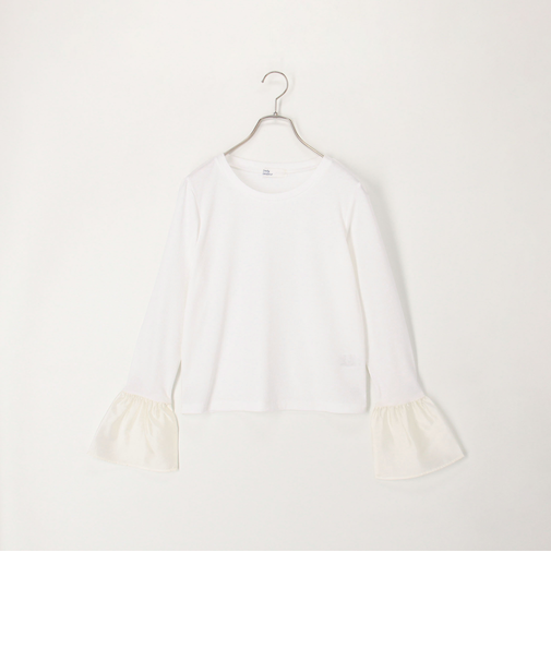 異素材フリル袖リブカットソー