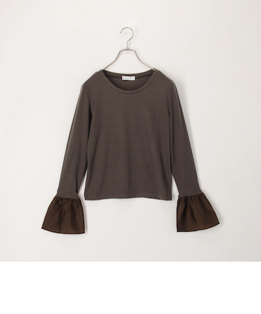 異素材フリル袖リブカットソー