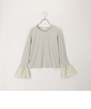 異素材フリル袖リブカットソー