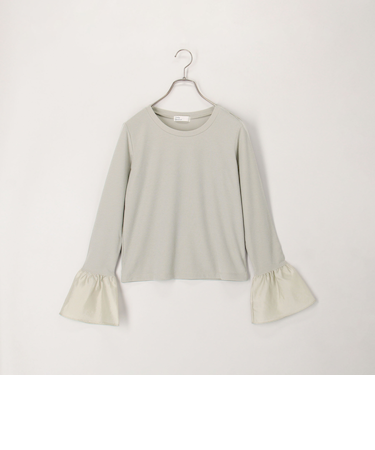 異素材フリル袖リブカットソー