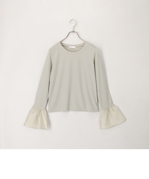 異素材フリル袖リブカットソー
