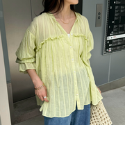 コットンギャザーオーバーブラウス