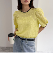 シアージャガードパイピング半袖ブラウス